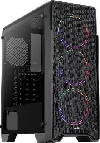 Photo de Boitier Moyen Tour ATX AeroCool Ore-G Saturn V1 RGB avec panneau vitré (Noir)