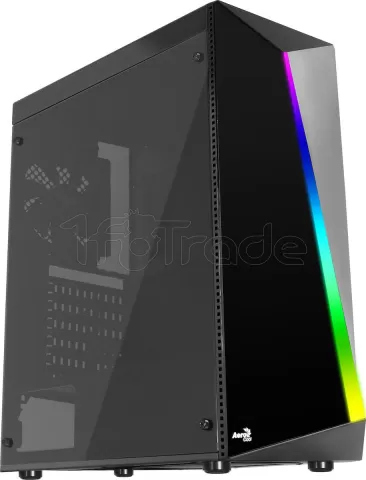 Photo de Boitier Moyen Tour ATX AeroCool Shard Tempered Glass RGB avec panneau vitré (Noir)