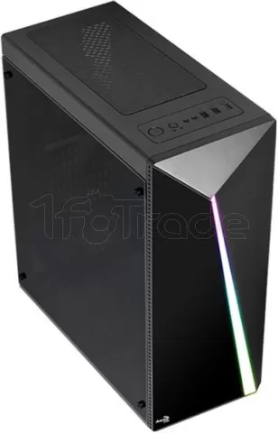 Photo de Boitier Moyen Tour ATX AeroCool Shard Tempered Glass RGB avec panneau vitré (Noir)