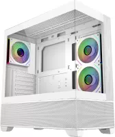 Photo de Boitier Moyen Tour ATX Cooler Master Elite 690 Wood RGB avec panneaux vitrés (Blanc)