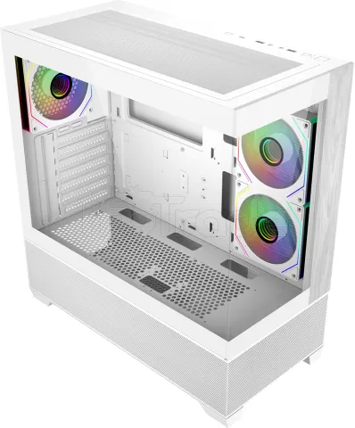 Photo de Boitier Moyen Tour ATX Cooler Master Elite 690 Wood RGB avec panneaux vitrés (Blanc)