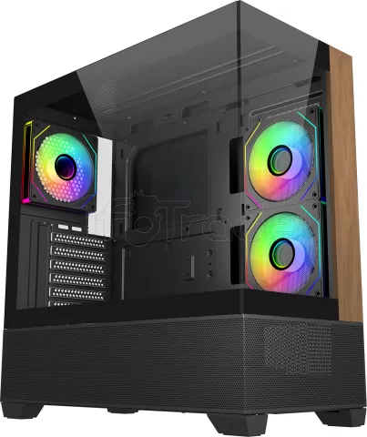 Photo de Boitier Moyen Tour ATX Cooler Master Elite 690 Wood RGB avec panneaux vitrés (Noir/Marron)