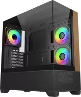 Photo de Boitier Moyen Tour ATX Cooler Master Elite 690 Wood RGB avec panneaux vitrés (Noir/Marron)