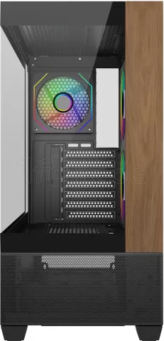 Photo de Boitier Moyen Tour ATX Cooler Master Elite 690 Wood RGB avec panneaux vitrés (Noir/Marron)