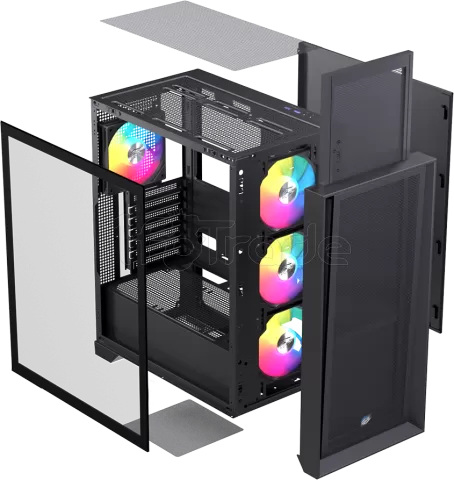 Photo de Boitier Moyen Tour ATX Einarex P600 RGB avec panneau vitré (Noir)