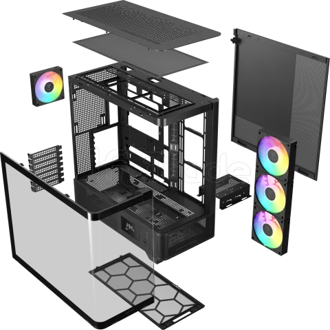 Photo de Boitier Moyen Tour ATX Gamdias Atlas P2 CG RGB avec panneaux vitrés (Noir)