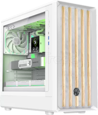 Photo de Boitier Moyen Tour ATX Gamemax Claw 460 Wood avec panneau vitré (Blanc)