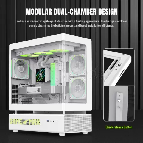 Photo de Boitier Moyen Tour ATX Gamemax N90 ARGB avec panneaux vitrés (Blanc)