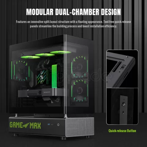 Photo de Boitier Moyen Tour ATX Gamemax N90 ARGB avec panneaux vitrés (Noir)