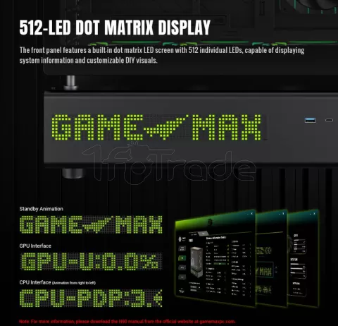 Photo de Boitier Moyen Tour ATX Gamemax N90 ARGB avec panneaux vitrés (Noir)