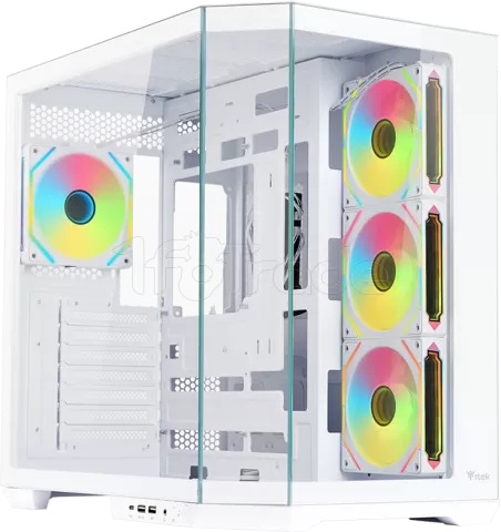 Photo de Boitier Moyen Tour ATX iTek Dark Cave Aku RGB avec panneaux vitrés (Blanc)