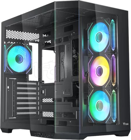 Photo de Boitier Moyen Tour ATX iTek Dark Cave Aku RGB avec panneaux vitrés (Noir)