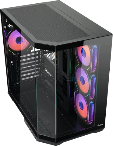 Photo de Boitier Moyen Tour ATX iTek Dark Cave Aku RGB avec panneaux vitrés (Noir)