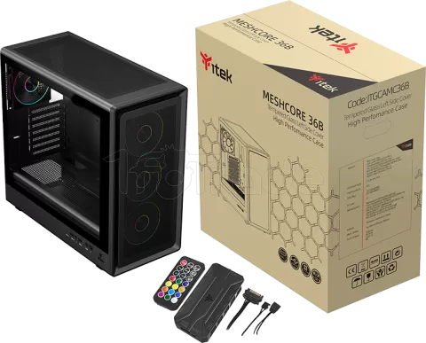 Photo de Boitier Moyen Tour ATX iTek Meshcore 36B ARGB avec panneau vitré (Noir)