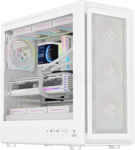 Photo de Boitier Moyen Tour ATX iTek Meshcore 36W ARGB avec panneau vitré (Blanc)
