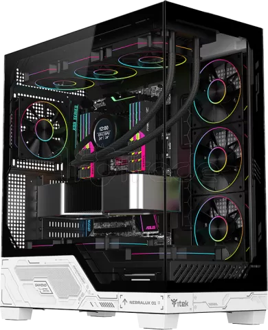 Photo de Boitier Moyen Tour ATX iTek Nebralux 01 ARGB avec panneaux vitrés (Noir/Blanc)