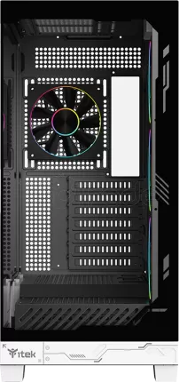 Photo de Boitier Moyen Tour ATX iTek Nebralux 01 ARGB avec panneaux vitrés (Noir/Blanc)