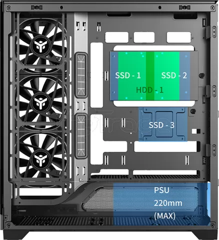 Photo de Boitier Moyen Tour ATX iTek Showbui Wave 82B ARGB avec panneaux vitrés (Noir)