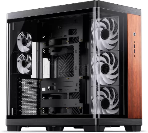 Photo de Boitier Moyen Tour ATX Jonsbo TK-4 RGB avec panneaux vitrés (Noir/Bois)