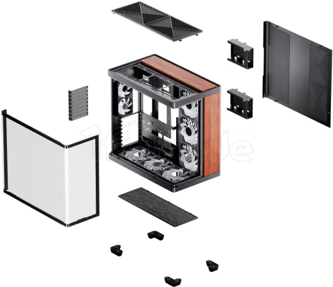 Photo de Boitier Moyen Tour ATX Jonsbo TK-4 RGB avec panneaux vitrés (Noir/Bois)