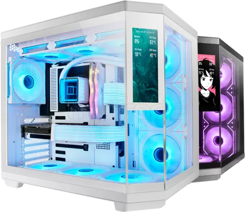 Photo de Boitier Moyen Tour ATX Mars Gaming MC-3T Core LCD avec panneaux vitrés (Blanc)