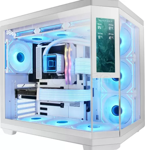 Photo de Boitier Moyen Tour ATX Mars Gaming MC-3T Core LCD avec panneaux vitrés (Blanc)