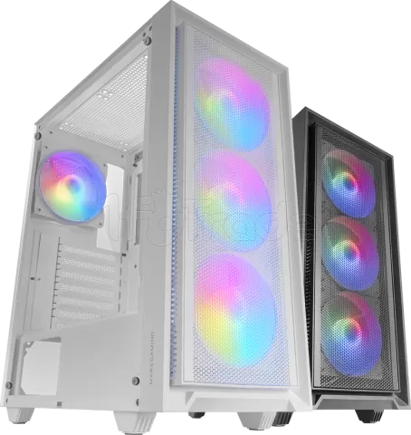 Photo de Boitier Moyen Tour ATX Mars Gaming MC-Air RGB avec panneau vitré (Blanc)