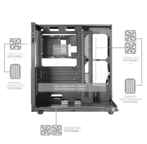 Photo de Boitier Moyen Tour ATX Mars Gaming MC-INFINIOLITE avec panneaux vitrés (Noir)
