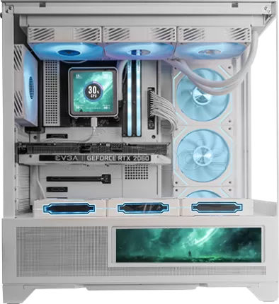 Photo de Boitier Moyen Tour ATX Mars Gaming MC-LCDX avec panneaux vitrés (Blanc)