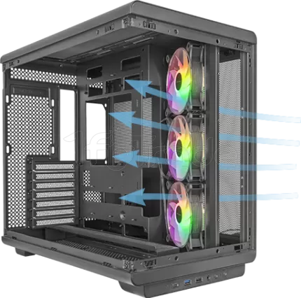 Photo de Boitier Moyen Tour ATX Mars Gaming MC-REV RGB avec panneaux vitrés (Noir)