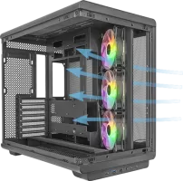 Photo de Boitier Moyen Tour ATX Mars Gaming MC-REV RGB avec panneaux vitrés (Noir)