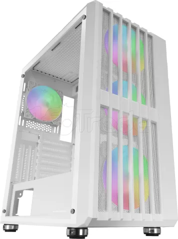 Photo de Boitier Moyen Tour ATX Mars Gaming MC-Vault RGB avec panneau vitré (Blanc)