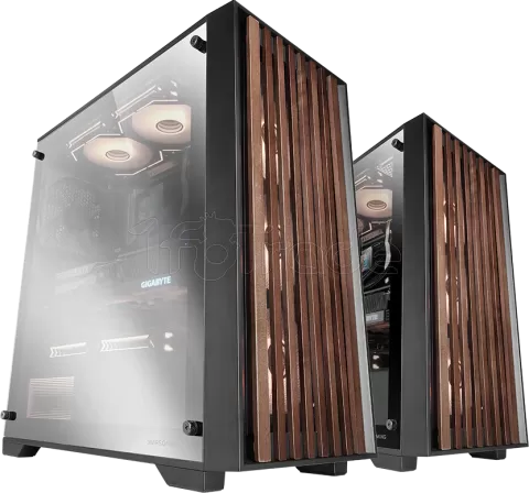 Photo de Boitier Moyen Tour ATX Mars Gaming MC-Wood avec panneau vitré (Noir/Chrome)