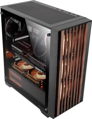 Photo de Boitier Moyen Tour ATX Mars Gaming MC-Wood avec panneau vitré (Noir/Transparent)