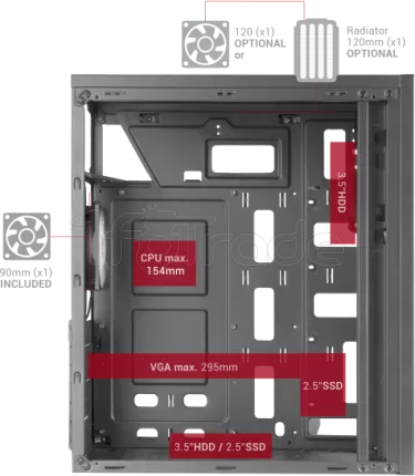 Photo de Boitier Moyen Tour ATX Mars Gaming MC100 RGB avec panneau vitré (Noir)