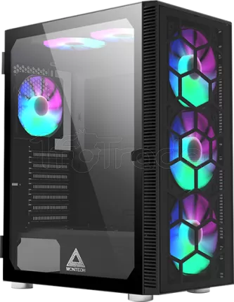 Photo de Boitier Moyen Tour ATX Montech X3 Glass RGB avec panneaux vitrés (Noir)