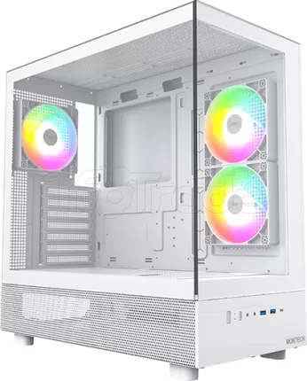 Photo de Boitier Moyen Tour ATX Montech XR RGB avec panneaux vitrés (Blanc)