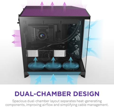 Photo de Boitier Moyen Tour ATX NZXT H9 Flow avec panneaux vitrés (Noir)