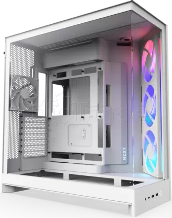Photo de Boitier Moyen Tour ATX NZXT H9 Flow RGB avec panneaux vitrés (Blanc)