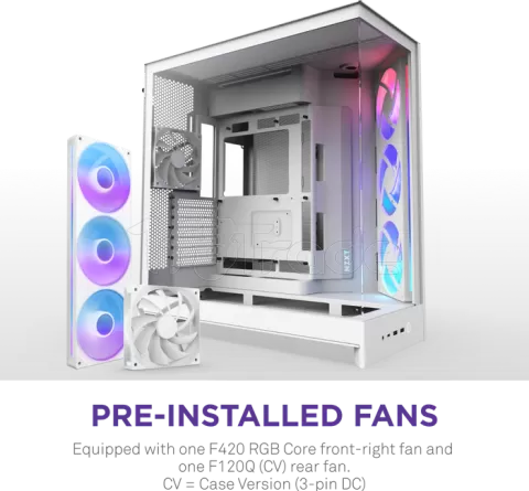 Photo de Boitier Moyen Tour ATX NZXT H9 Flow RGB avec panneaux vitrés (Blanc)