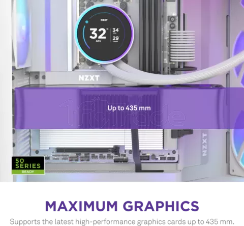 Photo de Boitier Moyen Tour ATX NZXT H9 Flow RGB avec panneaux vitrés (Blanc)