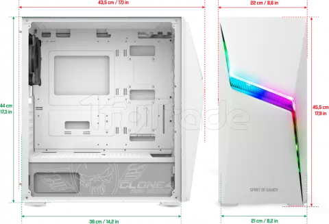 Photo de Boitier Moyen Tour ATX Spirit of Gamer Clone 4 RGB avec panneau vitré (Blanc)