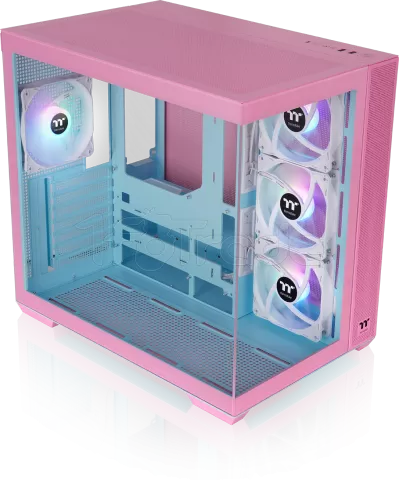 Photo de Boitier Moyen Tour ATX Thermaltake View 380 TG RGB avec panneaux vitrés (Rose/Bleu)
