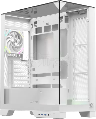Photo de Boitier Moyen Tour ATX XYZ Trifecta Hydrotemp RGB avec panneaux vitrés (Blanc) avec Watercooling