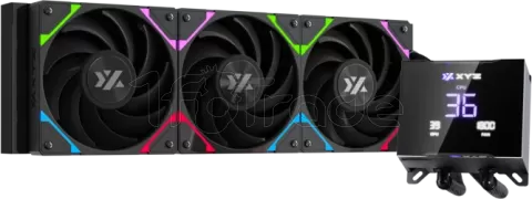 Photo de Boitier Moyen Tour ATX XYZ Trifecta RGB avec panneaux vitrés (Noir) avec Watercooling Hydrotemp 360mm
