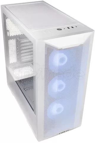 GAMDIAS PC Gamer Boitier, Boîtiers Gaming ATX Moyen Tour Vide, Airflow Mesh Case, 3 Ventilateurs ARGB de 120 mm Intégrés, Verre Trempé Latéral, Blanc