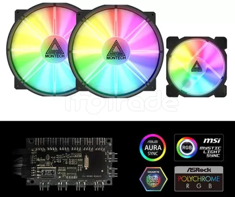 Photo de Boitier Moyen Tour E-ATX Montech Air X RGB avec panneau vitré (Noir)