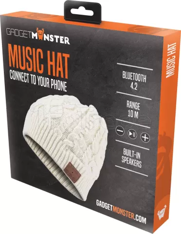 Photo de Bonnet-Casque Micro Bluetooth GadgetMonster Music Hat Knitted (Blanc)