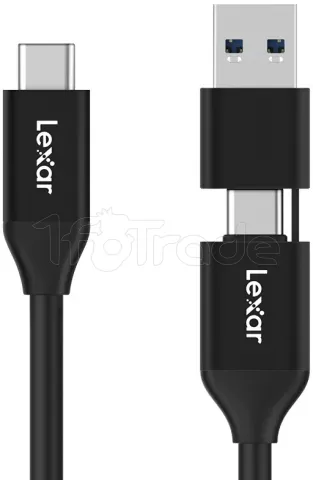 Photo de Câble 2 en 1 Lexar PA100C USB 3.2 type C vers Type C & Type A M/M 30cm (Noir)