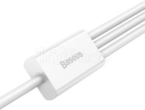 Photo de Cable 3en1 Baseus Superior USB 2.0 type A vers Micro USB, Type C & Lightning M/M 1,5m (Blanc)